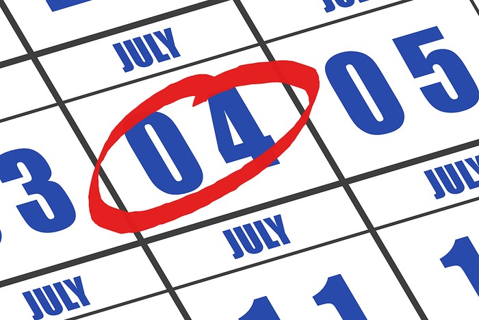 July 4th Circled on Calendar