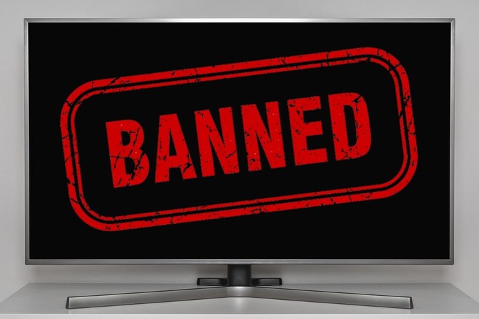 Banned Stamp on Television Screen