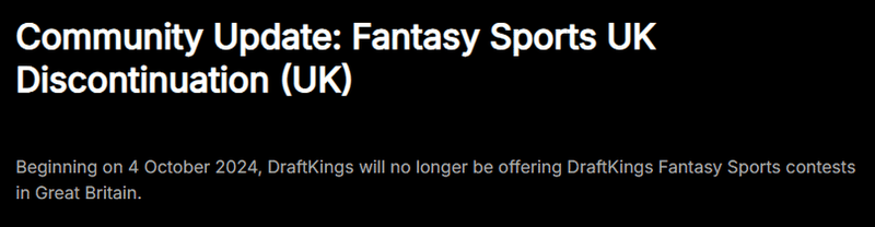 Draft Kings Website Message