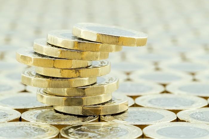 Falling Stack of Pound Coins