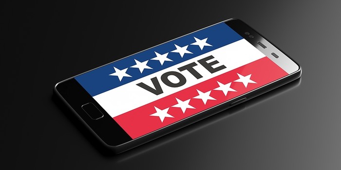 US Election Vote Message on Smartphone