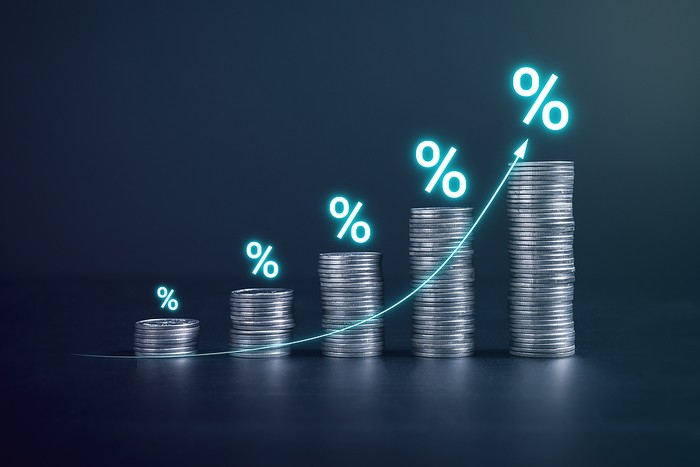 Coin Stacks with Percentage Symbols