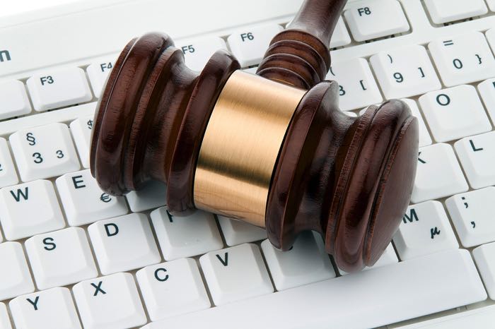 Gavel on keyboard