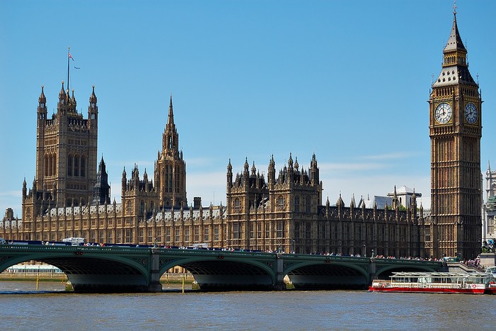 Houses of Parliament Against Blue Sky