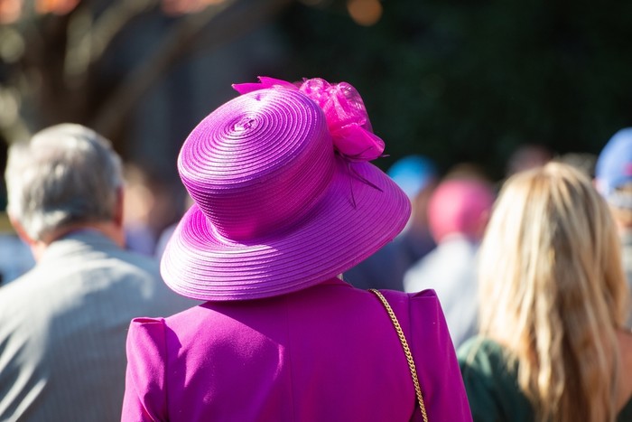 Lady with Purple Hat at Racecourse