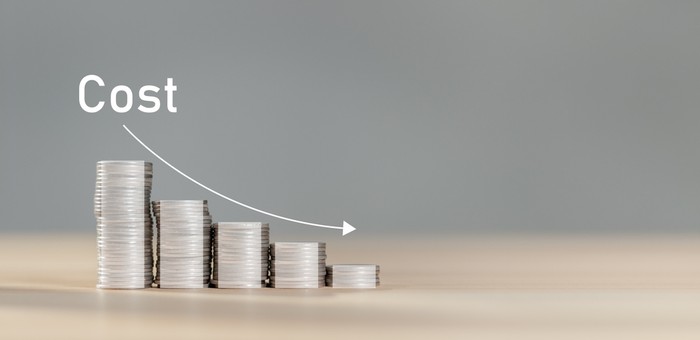 Cost Reduction Shown as Coin Stacks