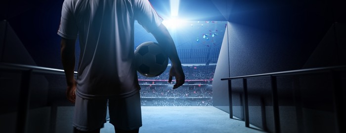 Footballer in Tunnel Wearing Blank White Shirt