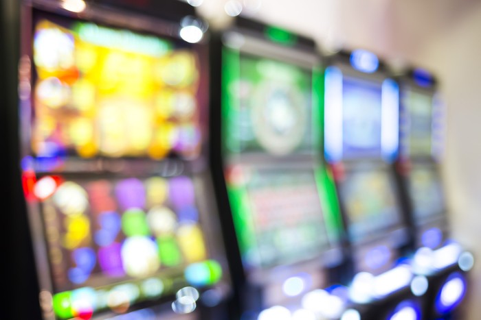 Row of Blurred Gaming Machines