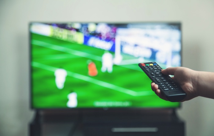 Blurry football game on TV