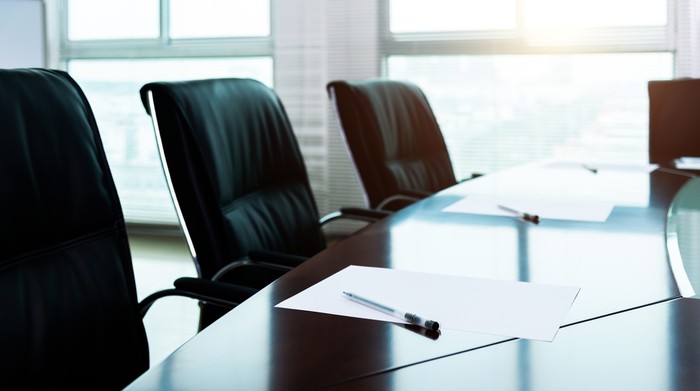 Empty Boardroom Chairs