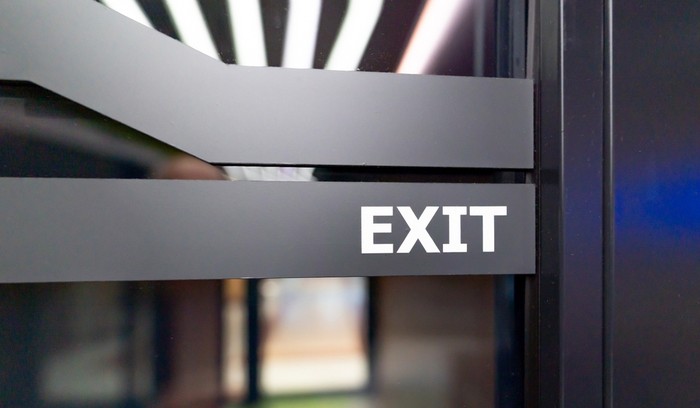 Exit Sign on Modern Office Door