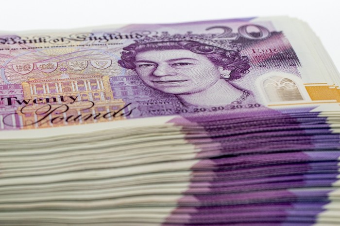 Twenty Pound Banknote Stack Close Up